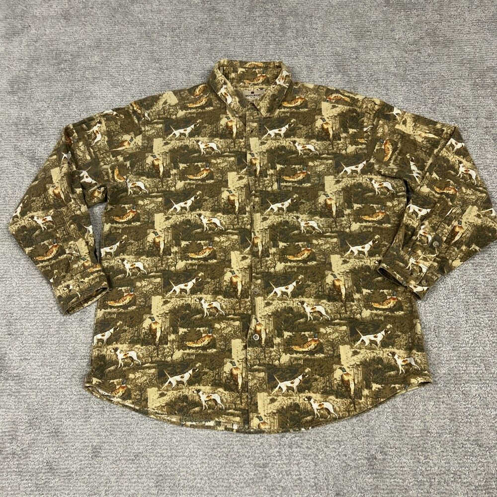 Woolrich Flannel Shirt Mens XL Twig Pheasant Hunting Dog Long Sleeve Vintage